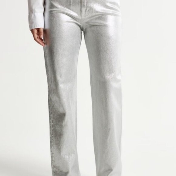 NEW! ABERCROMBIE VEGAN LEATHER HIGH RISE STRAIGHT LEG PANTS - Picture 4 of 6